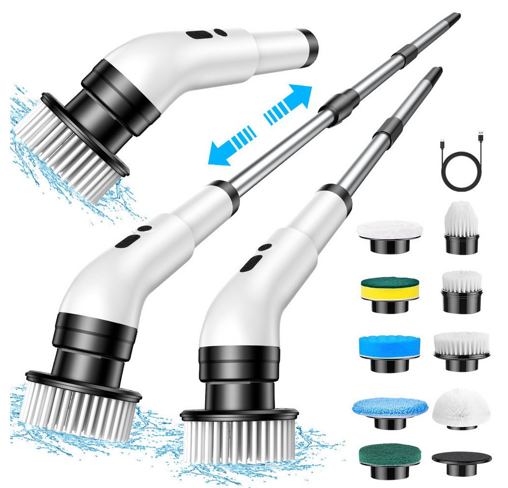 zggzerg Reinigungsbürsten-Set Elektrische Reinigungsbürste, 9-in-1 Spin Scrubber 3 Modi mit 31-140cm, 9 in 1 Elektrische Reinigungsbürste Haushalt, Duschreiniger Bürste für Bad, Küche, Fliesen und Auto zggzerg Reinigungsbürsten-Set Elektrische Reinigungsbürste, 9-in-1 Spin Scrubber 3 Modi mit 31-140cm, 9 in 1 Elektrische Reinigungsbürste Haushalt, Duschreiniger Bürste für Bad, Küche, Fliesen und Auto von zggzerg