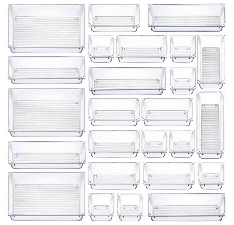 NUODWELL Schubladeneinsatz 25 Stücke Schubladen Organizer aus klarem Kunststoff, mit 4 Größen (25 St) von NUODWELL