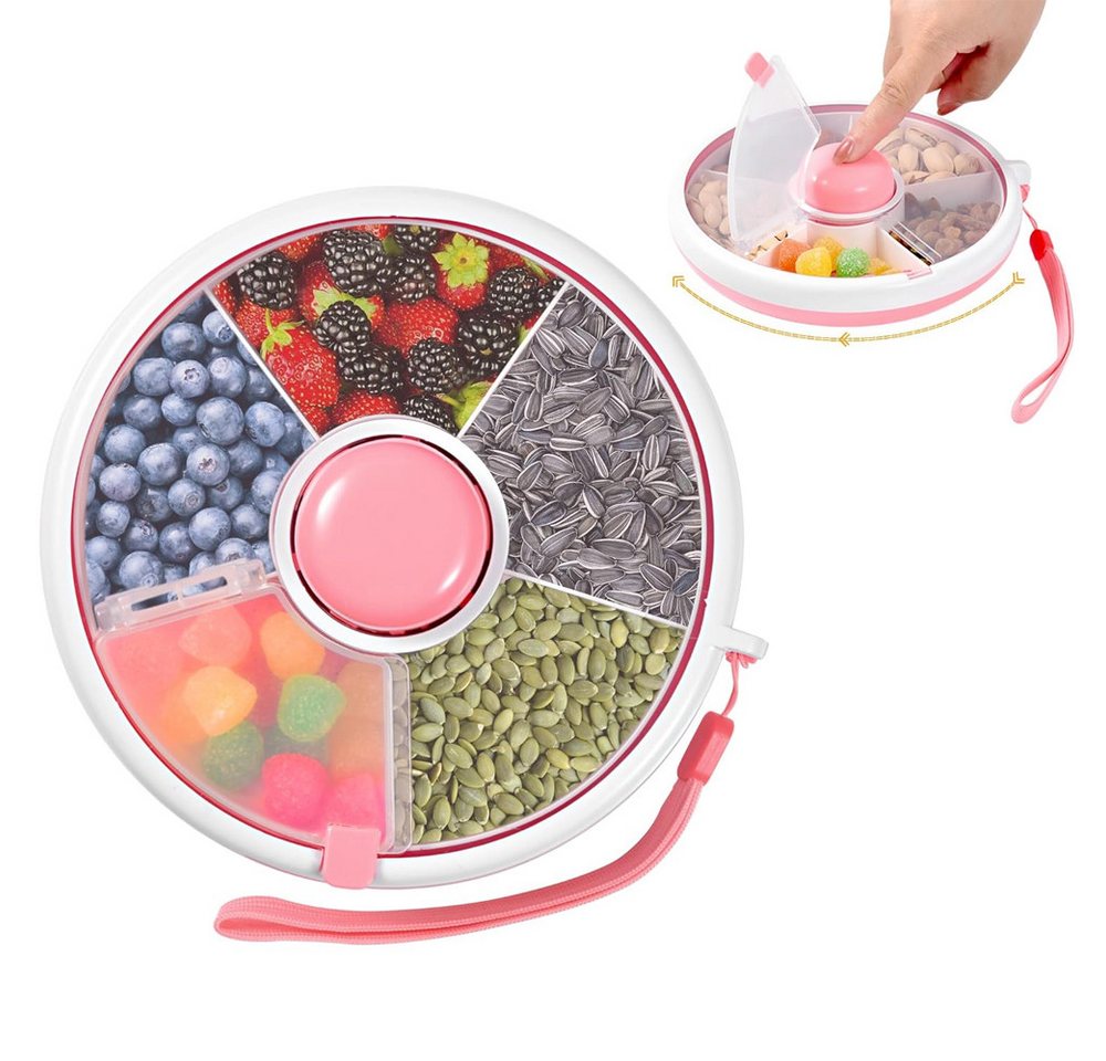 NUODWELL Snackschale Snack Spinner mit Handschlaufe, 5 Fächern Tragbare Snackbox mit Deckel NUODWELL Snackschale Snack Spinner mit Handschlaufe, 5 Fächern Tragbare Snackbox mit Deckel von NUODWELL