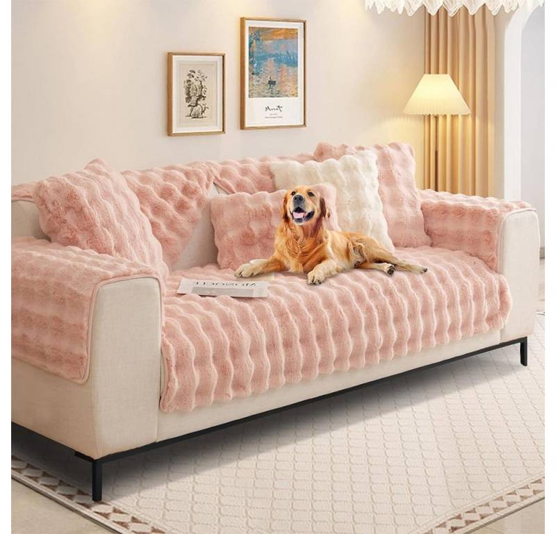 NUODWELL Sofabezug Kaninchen Plüsch Sofabezug L/U Form 1/2/3/4 Sitzer Sofa Überzug von NUODWELL