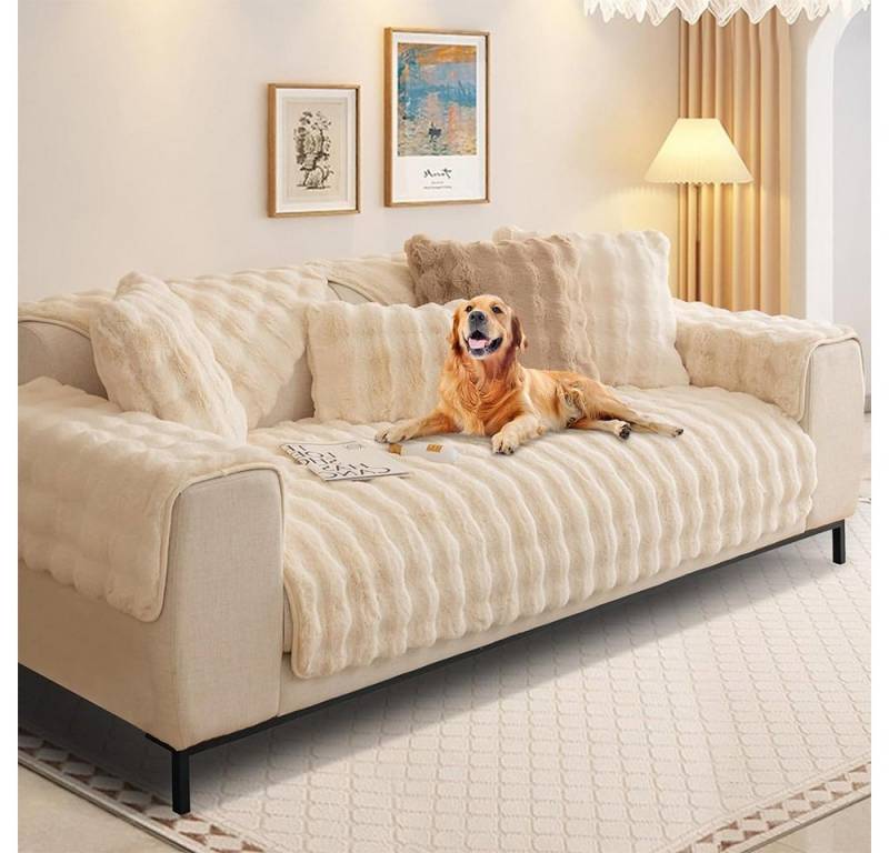 NUODWELL Sofabezug Kaninchen Plüsch Sofabezug L/U Form 1/2/3/4 Sitzer Sofa Überzug von NUODWELL
