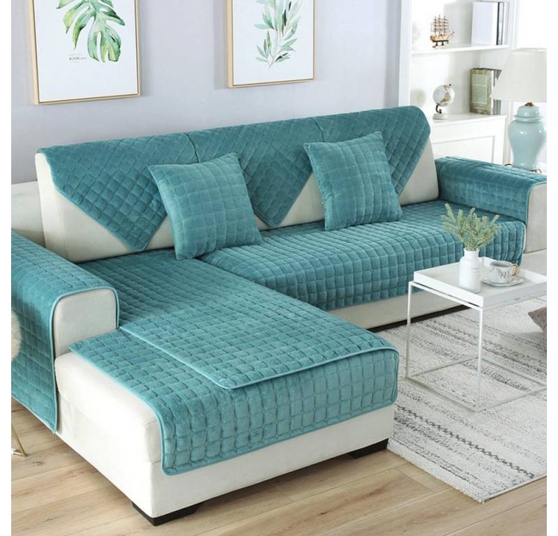 NUODWELL Sofabezug Samt Sofabezug,rutschfest L Form Sofaüberwurf,Couch Bezug Ecksofa von NUODWELL