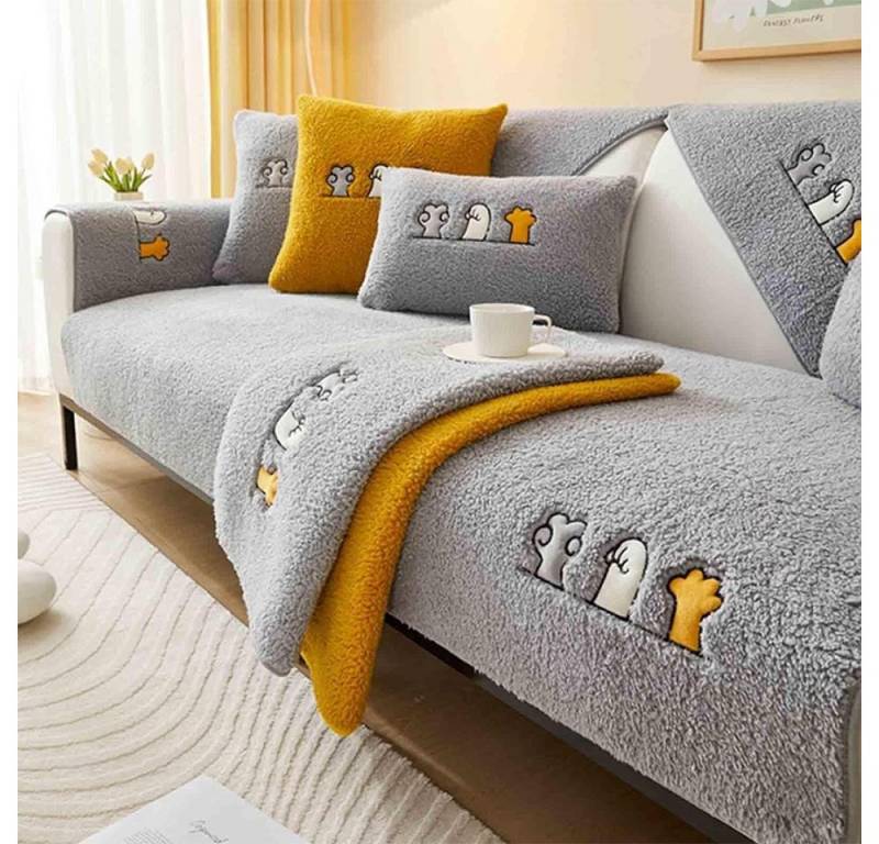 NUODWELL Sofabezug Sofaschutz, Samt rutschfest L Form 1 2 3 4 Sitzer Sofabezug von NUODWELL