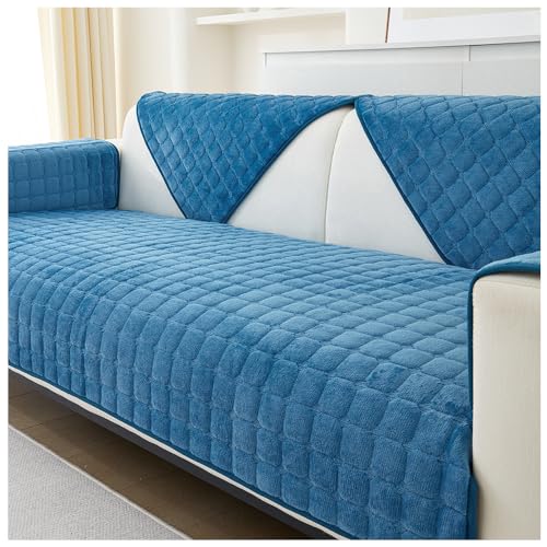 NUODWELL Sofabezug rutschfeste Sofadecke, Warmer Super Weicher Fleecedecke Sofabezug Hund Kratzschutz Katze für Sofa L Form/U Form/Ecksofa 4/3/2/1 Sitzer (Dunkelblau, 90 x 210 cm) von NUODWELL