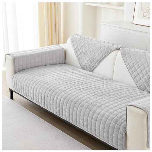 NUODWELL Sofabezug rutschfeste Sofadecke, Warmer Super Weicher Fleecedecke Sofabezug Hund Kratzschutz Katze für Sofa L Form/U Form/Ecksofa 4/3/2/1 Sitzer (Silbergrau, 45 x 45 cm (Kissenbezug)) von NUODWELL