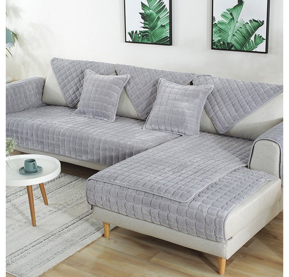 NUODWELL Sofahusse Samt Sofabezug,rutschfest L Form Sofaüberwurf,Couch Bezug Ecksofa, Exquisites Aussehen,weiche Faser,Leicht zu reinigen von NUODWELL