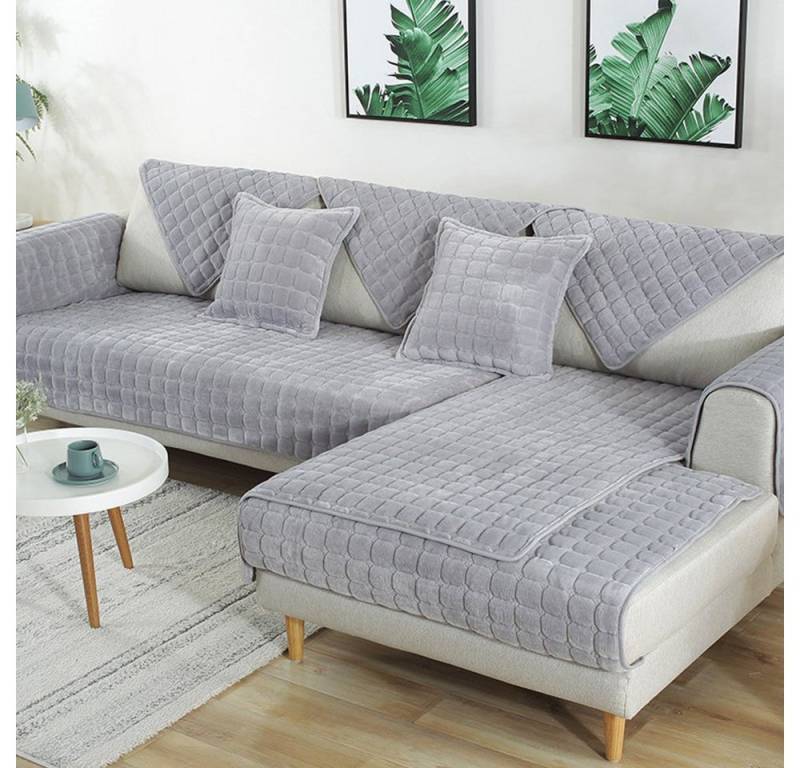 NUODWELL Sofahusse Samt Sofabezug,rutschfest L Form Sofaüberwurf,Couch Bezug Ecksofa, Exquisites Aussehen,weiche Faser,Leicht zu reinigen von NUODWELL