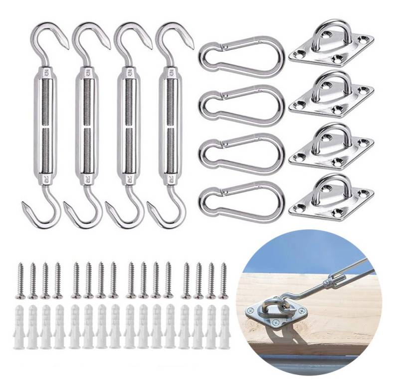 NUODWELL Sonnensegel Sonnensegel Befestigung Kit, 304 Edelstahl Awnings Mounting Assembly, Für Viereckigen Dreieckigen Sonnensegeln Rostfreier,Tragfähigkeit 99kg von NUODWELL
