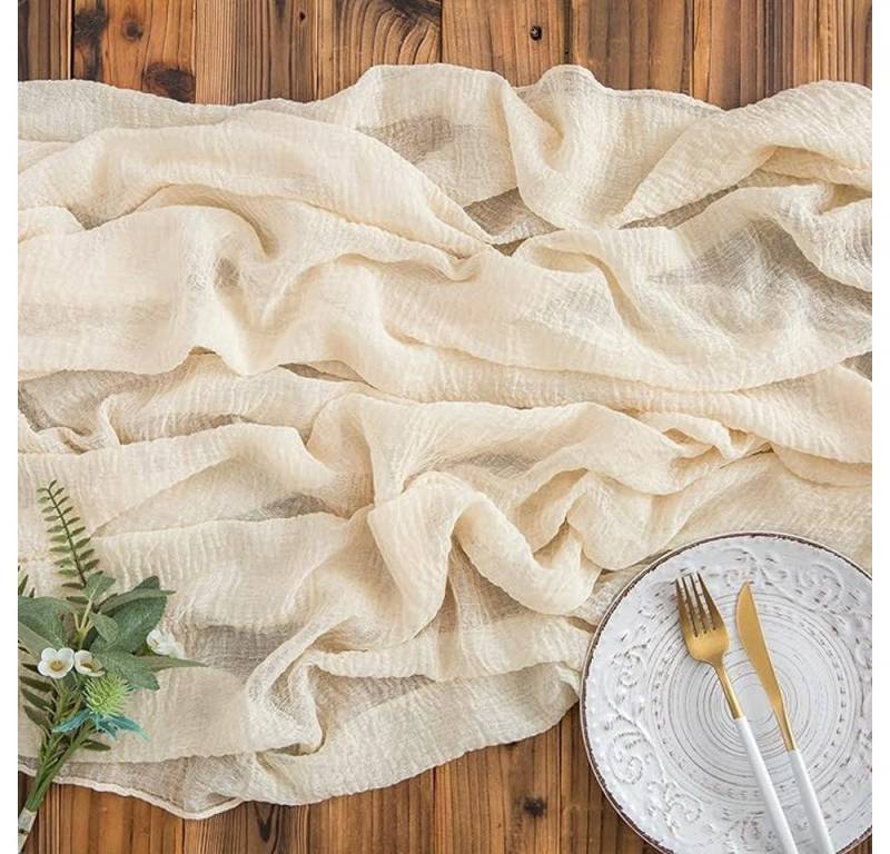NUODWELL Tischläufer Käsetuch-Tischläufer 90x300 cm, Rustikal Romantisch Langer Tischläufer, Outdoor Tischläufer Waschbar,für Verlobung,Hochzeit,Taufe,Gartenparty von NUODWELL