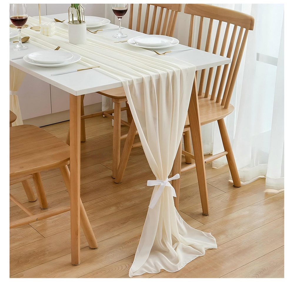 NUODWELL Tischläufer Tischläufer Chiffon, Hochzeit Tischläufer, Dekostoff Tisch Dekoration, 70x300 cm, Party Geburtstag Valentinstag Babyparty Taufe Dekor von NUODWELL