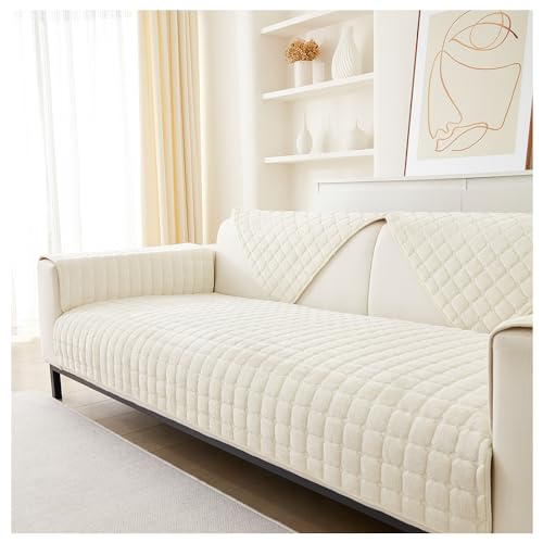 NUODWELL Verdickter Sofa-Schonbezug für 1/2/3/4-Sitzer, Flanell, rutschfest, Sofaschutz, L-Form, Couchbezug, Möbelschutz für Wohnzimmer (Beige, 70 x 150 cm) von NUODWELL