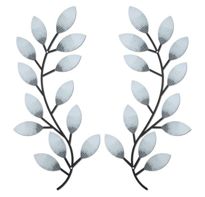 NUODWELL Wanddekoobjekt 2 Stück Metall Baum Blatt Wanddekoration, Olivenzweig Blatt Wandkunst von NUODWELL