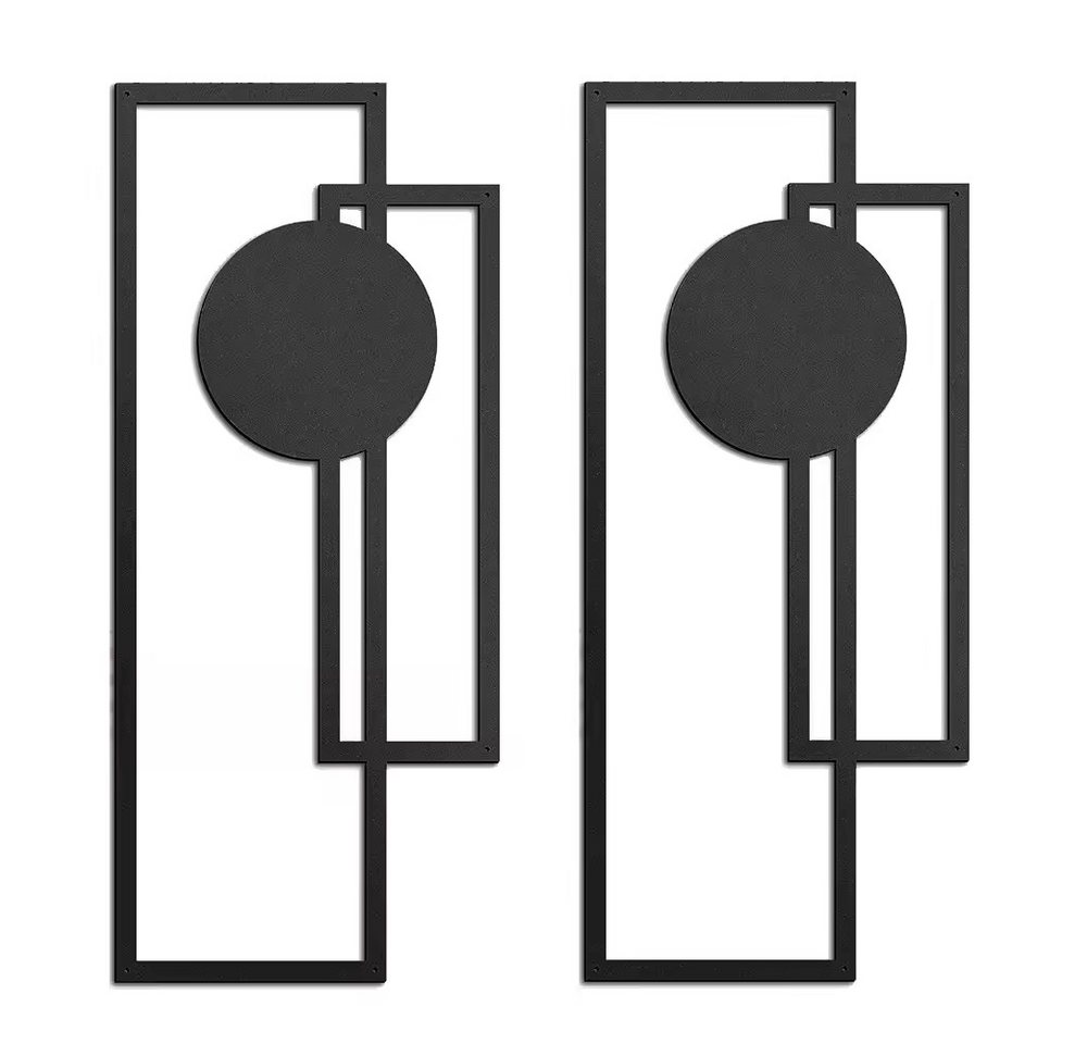 NUODWELL Wanddekoobjekt 2 Stück Metall-Wanddekoration Schwarz Abstrakte Wandkunst Geometrisch (2 St) von NUODWELL