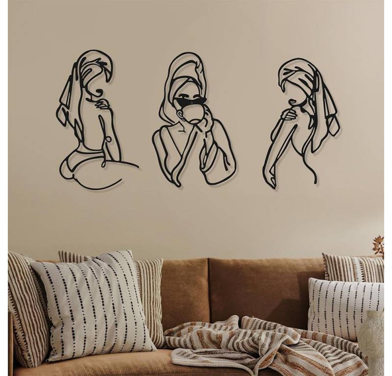 NUODWELL Wanddekoobjekt 3 Pcs Metall Wand Dekor Minimalistischen Abstrakte Frau Wand Kunst von NUODWELL