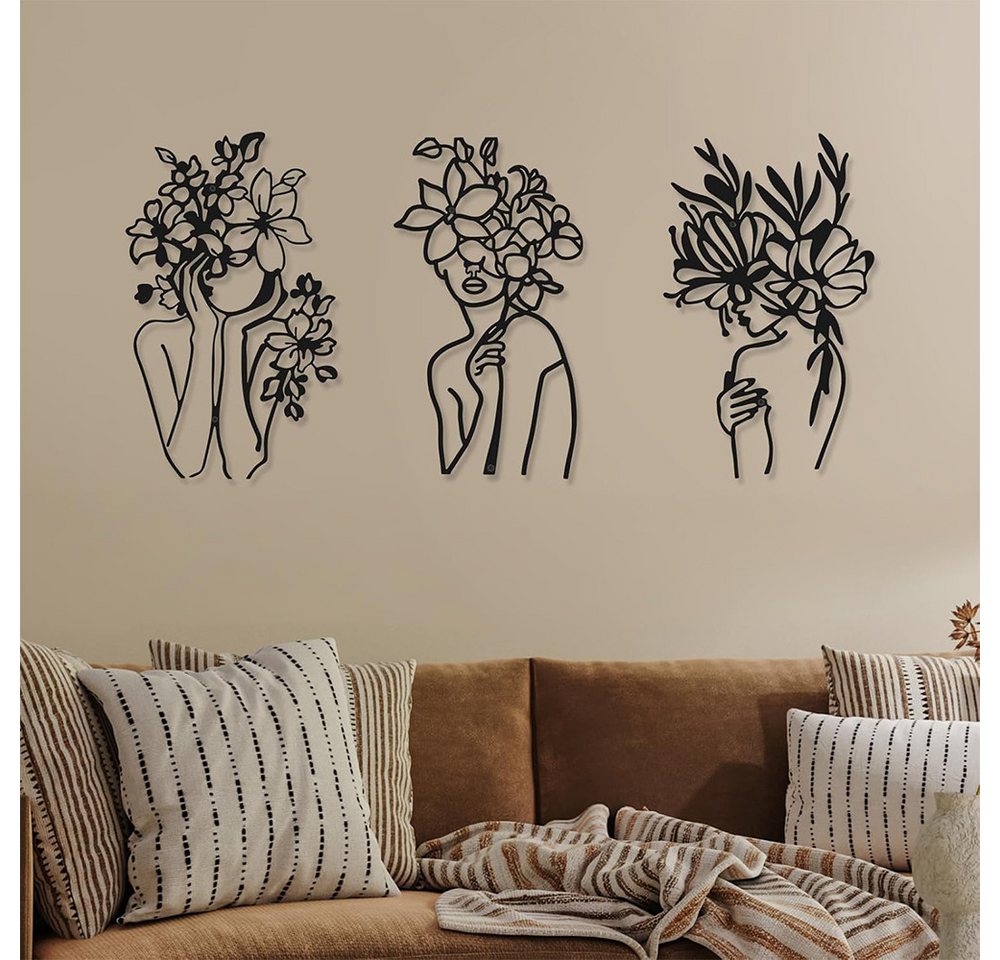 NUODWELL Wanddekoobjekt 3 Pcs Metall Wand Dekor Minimalistischen Abstrakte Frau Wand Kunst von NUODWELL