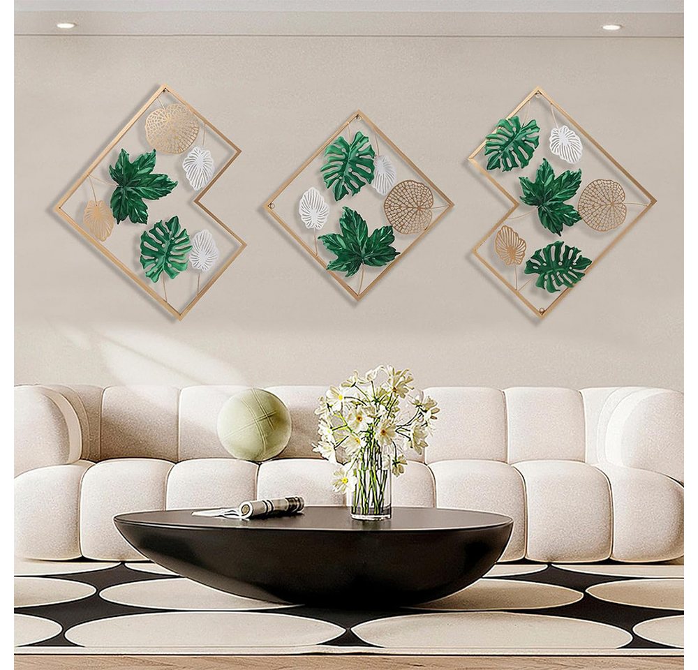 NUODWELL Wanddekoobjekt 3 Stück Eisen Ginkgo Wandskulpturen Metall Wandbehang Wanddekoration (3 St) von NUODWELL