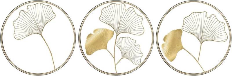 NUODWELL Wanddekoobjekt 3 Stück Eisen Wandskulpturen Metall Wandbehang Wanddekoration Ginkgo von NUODWELL
