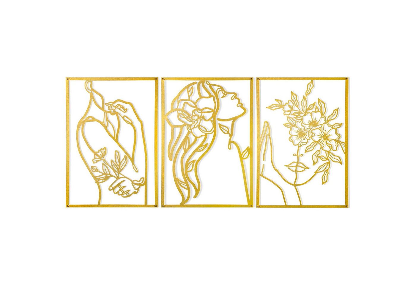 NUODWELL Wanddekoobjekt 3 Stück Metall Abstrakte Frau Wand Kunst Linie Zeichnung von NUODWELL