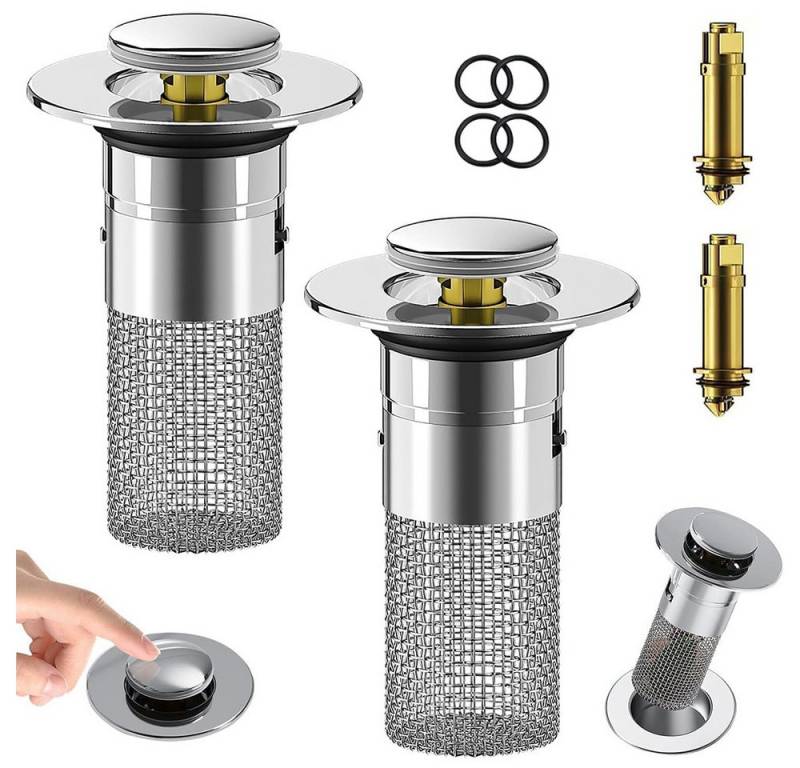 NUODWELL Waschbeckenstöpsel 2 Stücke Pop Up Waschbecken Abflussfilter für 34-40mm Abfluss Ablauf von NUODWELL