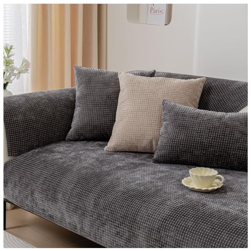 NUODWELL Weicher Chenille-Sofabezug für 1/2/3/4 Sitzer, universelle rutschfeste L-Form, Couchbezug, dicker Sofaschoner, gesteppte Eckenschonbezüge, waschbar für Wohnzimmer (Dunkelgrau-B, 90 x 180 cm) NUODWELL Weicher Chenille-Sofabezug für 1/2/3/4 Sitzer, universelle rutschfeste L-Form, Couchbezug, dicker Sofaschoner, gesteppte Eckenschonbezüge, waschbar für Wohnzimmer (Dunkelgrau-B, 90 x 180 cm) von NUODWELL