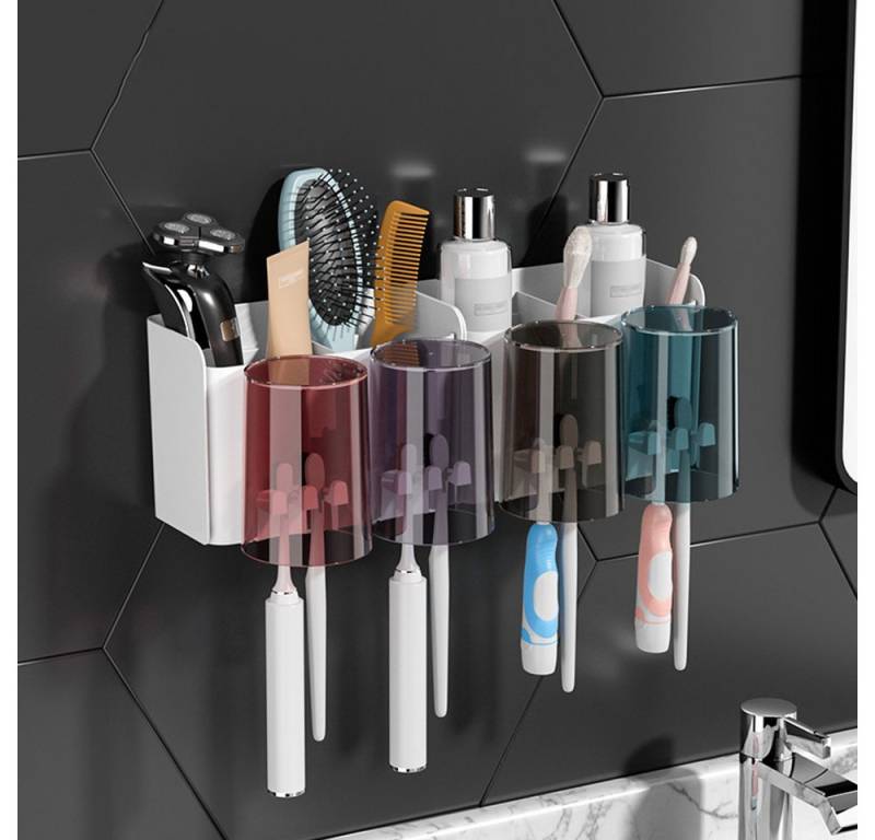 NUODWELL Zahnbürstenhalter Zahnbürstenhalter, 4 Tassen + 8 Ablagefächer für Zahnbürstenköpfe NUODWELL Zahnbürstenhalter Zahnbürstenhalter, 4 Tassen + 8 Ablagefächer für Zahnbürstenköpfe von NUODWELL