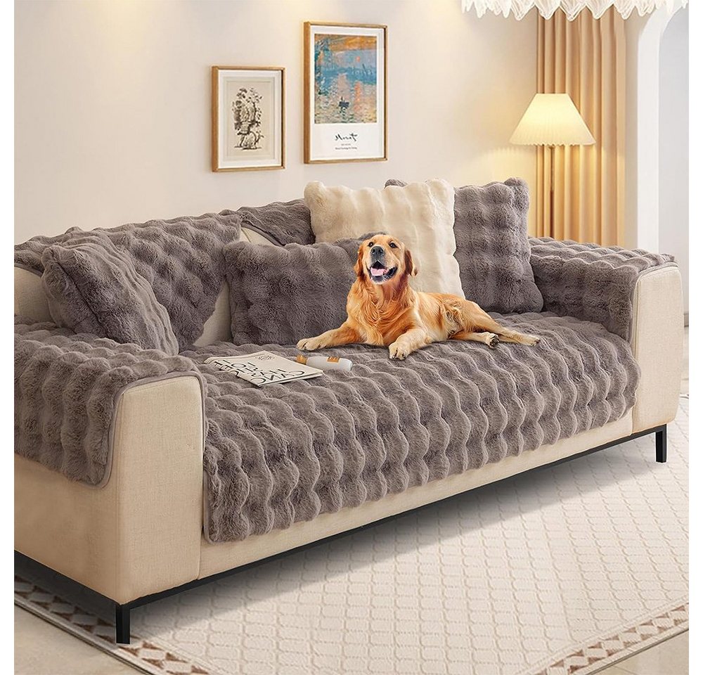 Sofabezug Kaninchen Plüsch Sofabezug L/U Form 1/2/3/4 Sitzer Sofa Überzug, NUODWELL von NUODWELL