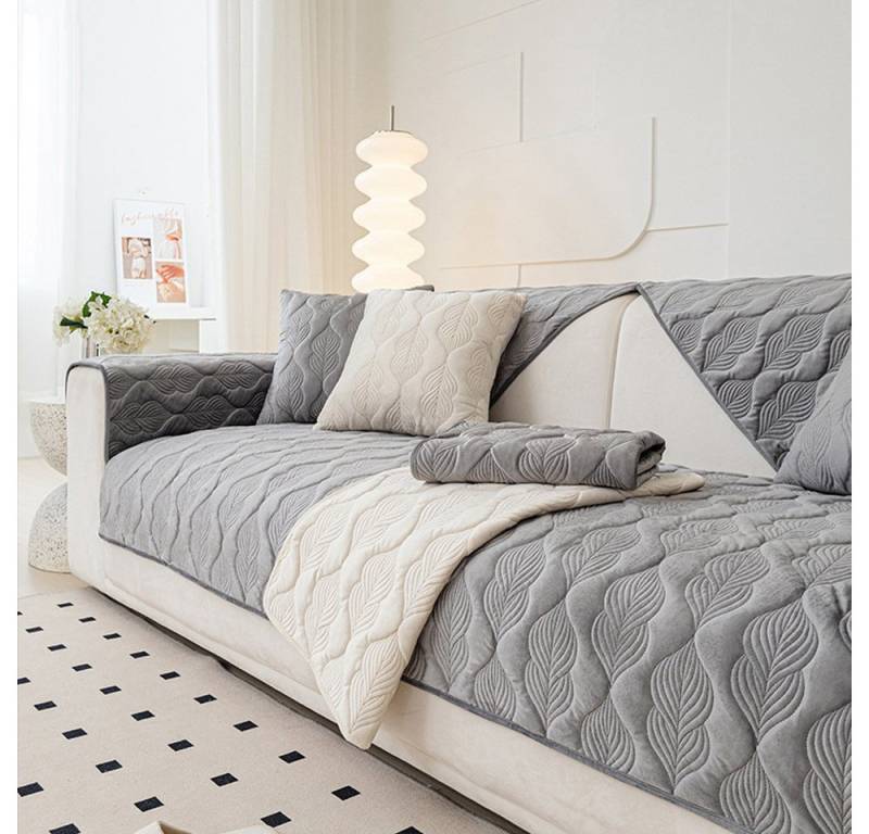 NUODWELL Sofabezug Sofabezug Samt 1 2 3 4 Sitzer, Weicher Anti-Rutsch Sofaüberwurf L Form, Chaiselongue Ecksofa Wohnzimmer Sessel Hunde Haustiere Couch Überzug von NUODWELL