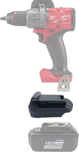 NUOGEDZ Akku Adapter für Makita auf für Milwaukee 18V Akku, Convertierung für Makita 18V BL1830 Akku auf für Milwaukee 18V M18 Akku mit USB Ladung, Work für Milwaukee 18V Lithium-ion Werkzeug von NUOGEDZ