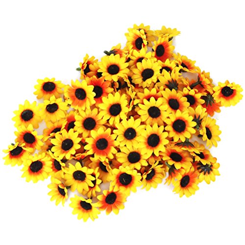 NUOLUX 100 Stück künstliche Sonnenblume Köpfe Für Zuhause Party Dekoration Props Gelb von NUOLUX