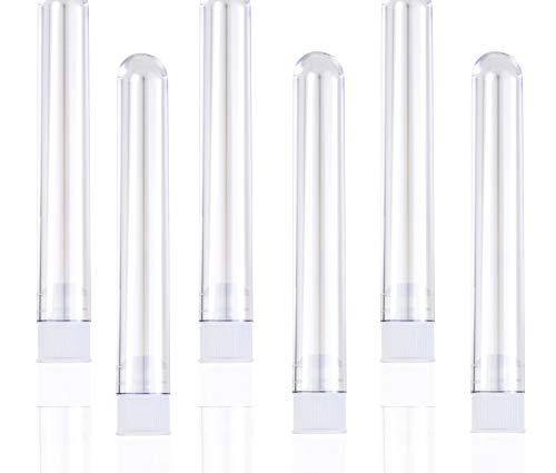 NUOLUX 25 Stück Kunststoff Reagenzgläser 12 x 75 mm mit Kappen (Transparent) von NUOLUX