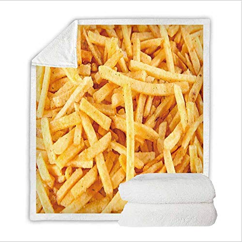 Kuscheldecken 150x200cm Decke Mit Goldene Pommes Frites 3D Druck Kuscheldecke Flanelldecke Weich Wohndecke Sofadecke Zweiseitige Decke Für Kinder Jungen Erwachsene von NUOMEI