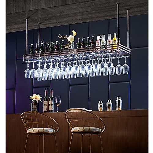 Hängendes Weinglasregal an der Decke – an der Wand montiertes schwebendes Weinregal/Glasregal aus Schmiedeeisen, hängendes Weinregal/Ausstellungsständer im industriellen Vintage-Stil, höhenverste von NUONUO