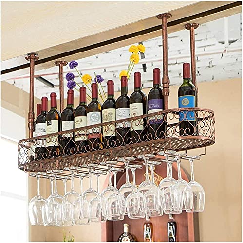 NUONUO Deckenhängendes Weinregal mit Glashalter, Regal, Weinglasregal, KTV-Bar-Glasregal, Umgedrehtes Stielglasregal, kreatives hängendes Weinglasregal von NUONUO