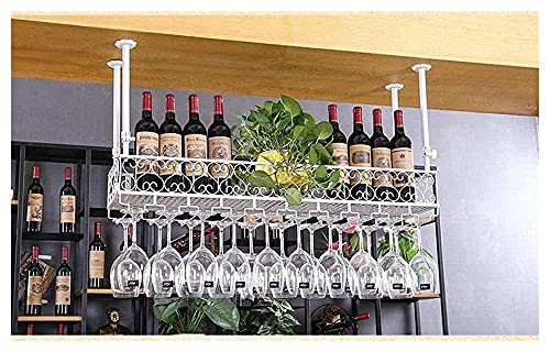 NUONUO Deckenhängendes Weinregal mit Glashalter, Regal, hängender Weinglashalter, Stielglasregal, Vintage-Weinflaschenhalter, rustikaler Wand-Weinschrank, Wandregal, Vision von NUONUO