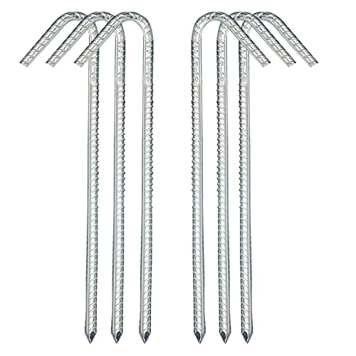Bodenanker Zeltnägel Erdanker Garten Heringe Stahl Gartenpfähle Pflocke Stakes Erdnägel Zeltheringe Landschaft Heftklammern Bauanker Zelt zum Trampolin Schaukel 6 Stück 30CM von NUOOO