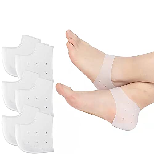 Fersenschutz Socken Gel Fersenpolster Unisex Siliko Fersen Schmerzlinderung Kissen Pad für Plantarfasziitis Achillessehnenentzündung Knochensporn Füße Schmerzlinderung 3Paar für Füße von NUOOO