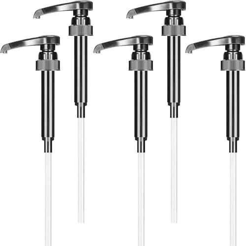 Sirup Pumpspender Syrup Pump Dosierpumpe Sirup Spender für 1Liter Flaschenbehälter ideal für Zuhause Kaffeebar Händedesinfektionsmittel und Shampoo 5 Stück von NUOOO
