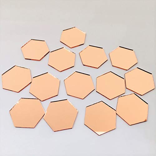 NUORUI 100 Stück 2,5 cm sechseckige rotgoldene Spiegelmosaikfliesen für Bastelprojekte von NUORUI