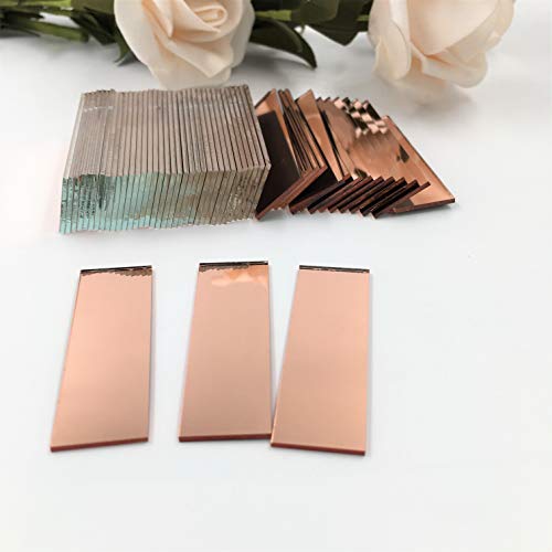 Glasspiegel, rechteckig, Roségold, 15,2 x 5,1 cm, 60 Stück Mosaikfliesen 5/8 x 2 Inch rose gold von NUORUI