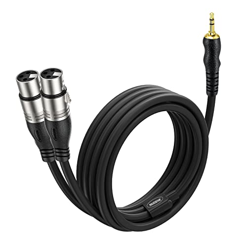 NUOSIYA 3,5-mm-TRS-Stecker auf Dual-XLR-Buchse, Splitterkabel, 3,5 mm auf 2 XLR-Buchsen, Y-Patchkabel für Laptop, Kamera, Sound, DV(2 m) von NUOSIYA