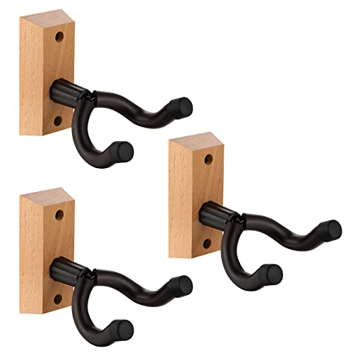 NUOSIYA Gitarre Wandhalterung für Wand, 3 Stück Gitarrenhalter für Bass, E-gitarre, Banjo Universal Holz Gitarrenständer, Klassische Akustikgitarre Haken Gitarrenwandhalter Gitarrenzubehör NUOSIYA Gitarre Wandhalterung für Wand, 3 Stück Gitarrenhalter für Bass, E-gitarre, Banjo Universal Holz Gitarrenständer, Klassische Akustikgitarre Haken Gitarrenwandhalter Gitarrenzubehör von NUOSIYA