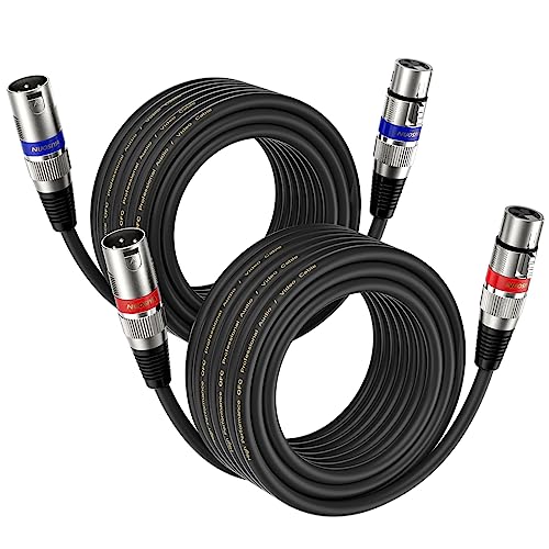 NUOSIYA XLR Kabel 10m 2 Pack, Mikrofon XLR Symmetrisch Audio Verlängerungskabel, 3-poligen Adapter XLR Stecker auf Buchse Kabel für Studio-Recorder, Mikrofon, Mixer, Lautsprechersystem von NUOSIYA