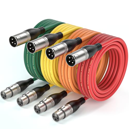 NUOSIYA XLR Kabel 10m 4 Farben, 3-Pin XLR Stecker auf Buchse Mikrofonkabel für Mikrofon, Verstärker, Mischpult, Lautsprecher von NUOSIYA