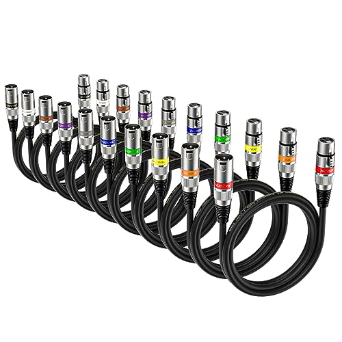 NUOSIYA XLR Kabel 1m 10 Pack, Mikrofon XLR Symmetrisch Audio Verlängerungskabel, 3-poligen Adapter XLR Stecker auf Buchse Kabel für Studio-Recorder, Mikrofon, Mixer, Lautsprechersystem von NUOSIYA