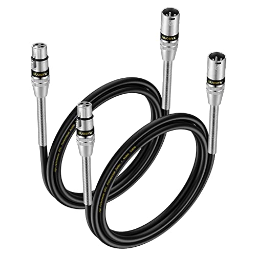 NUOSIYA XLR Kabel 1m 2Pack Symmetrisches Mikrofonkabel, Metallfeder SR Design XLR-Stecker auf Buchse, Verlängerungskabel für Studio-Recorder, Mikrofon, Mixer, Lautsprechersystem, Phantomspeisung von NUOSIYA