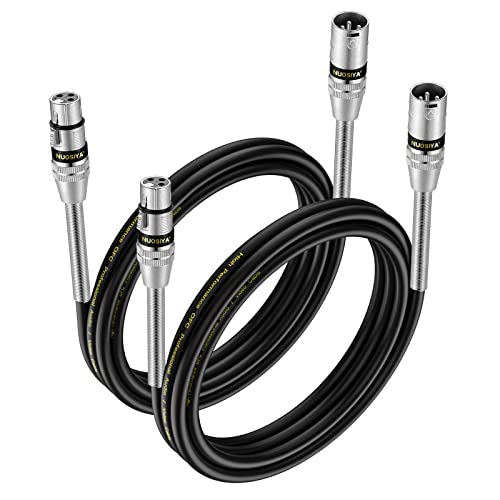 NUOSIYA XLR Kabel 2m 2Pack Symmetrisches Mikrofonkabel, Metallfeder SR Design XLR-Stecker auf Buchse, Verlängerungskabel für Studio-Recorder, Mikrofon, Mixer, Lautsprechersystem, Phantomspeisung von NUOSIYA