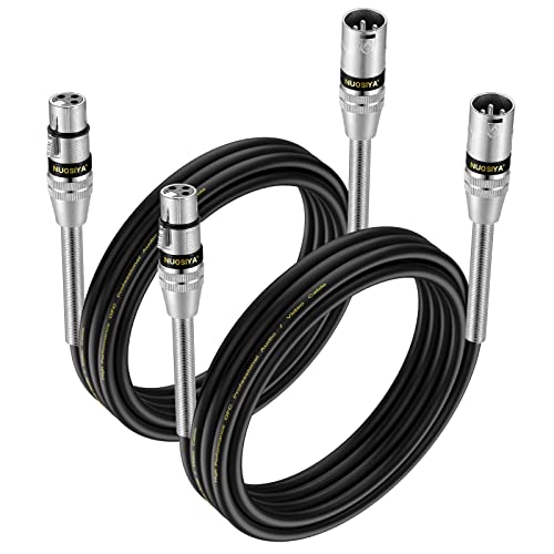 NUOSIYA XLR Kabel 3m 2Pack Symmetrisches Mikrofonkabel, Metallfeder SR Design XLR-Stecker auf Buchse, Verlängerungskabel für Studio-Recorder, Mikrofon, Mixer, Lautsprechersystem, Phantomspeisung von NUOSIYA