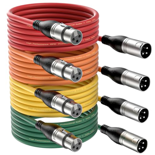 NUOSIYA XLR Kabel 5m 4 Farben XLR Mikrofon Splitterkabel Adapter, 3-Pin XLR Stecker auf Buchse Mikrofonkabel für Mikrofon, Verstärker, Mischpult, Lautsprecher von NUOSIYA