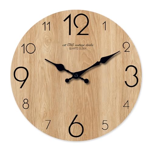 NUOVO 10 Zoll MDF Holz Wanduhr Modern Vintage Batterie Betriebene Quarz Wanduhr Einfach zu Lesen für Zimmer Wohnzimmer Zuhause KüChe Schlafzimmer BüRo Schule von NUOVO