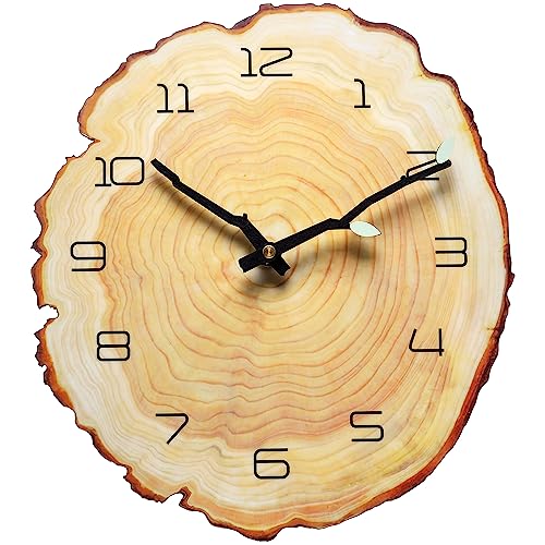 NUOVO 14 Zoll Jahresring Wanduhr Holz Kornuhr Baum Stump Form Uhr Kreative stille Uhr Quarzuhr Batteriebetriebene arabische Ziffern Dekoratives Zuhause Wohnzimmer Büro von NUOVO